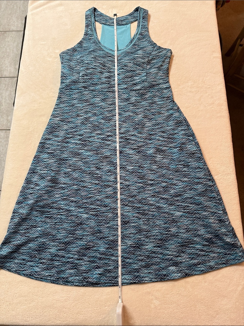 Blue Patterned Racerback Dress - Picture 7 of 7